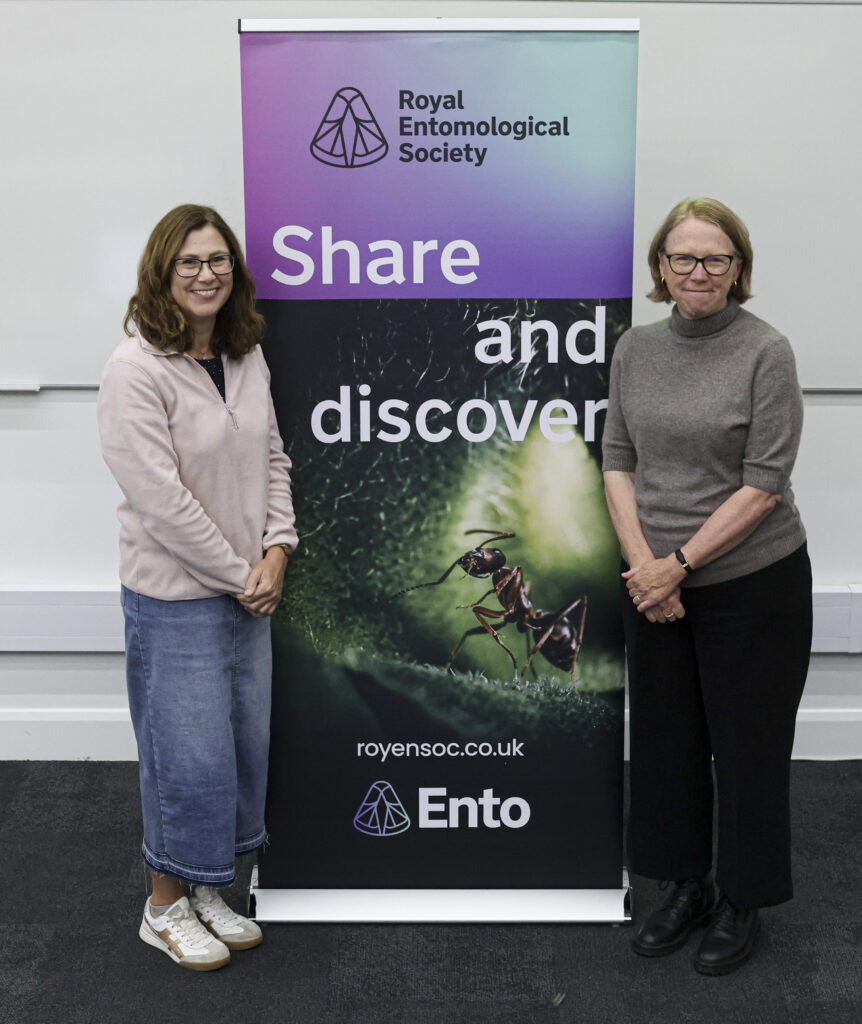 RES Presidents Jane Stout and Jane Hill stood at a RES branded 'Share and Discover' banner at Ento24